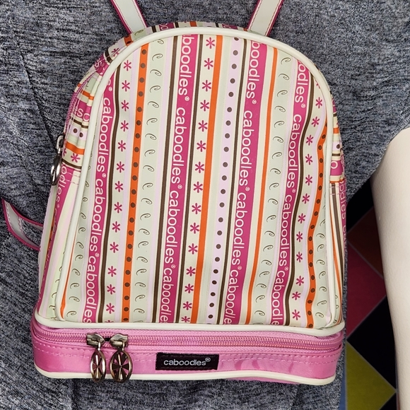 Vintage Caboodles Pink Striped Mini Backpack 80s 90s Makeup Bag - Picture 2 of 9